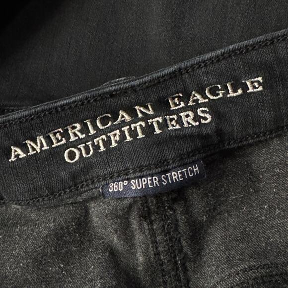 American Eagle SZ 12 Jeggings Jeans Hi-Rise Super Stretch Zip-Fly Pockets Black - Picture 8 of 10